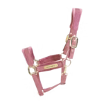 Różowy kantar dla konia z mosiężnymi sprzączkami