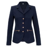 Granatowa marynarka z zamkami w kolorze różowego złota