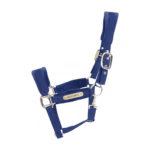 Granatowy kantar z polarem i złotym okuciem