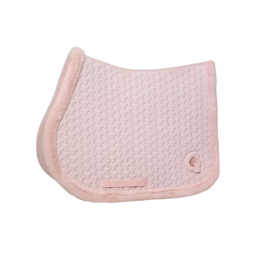 Jasnoróżowy czaprak z pikowaniem i haftowanym logo