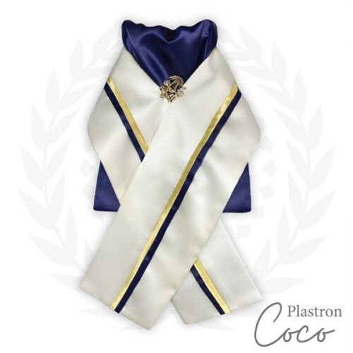 BIAŁO-GRANATOWO-ZŁOTY PLASTRON