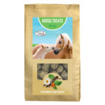 Horse Treats – smakołyki ziołowe w brązowym opakowaniu z ilustracją konia